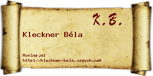 Kleckner Béla névjegykártya