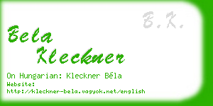 bela kleckner business card